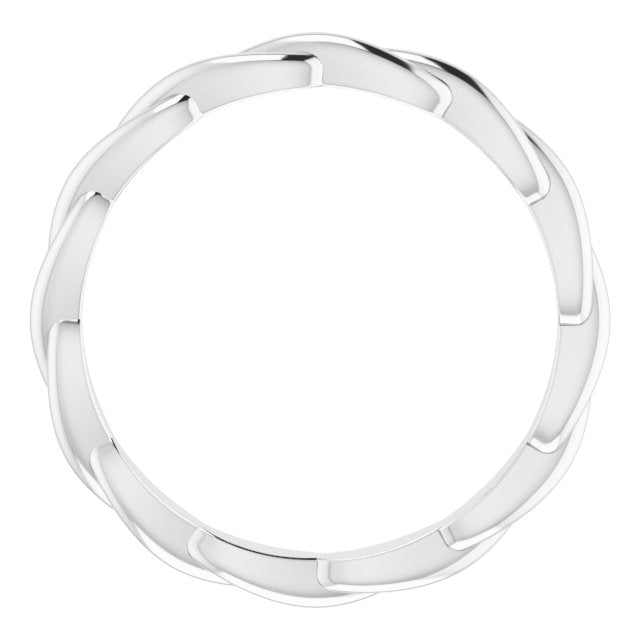10K White Gold Polished Woven Standard-Fit Band, Size 7