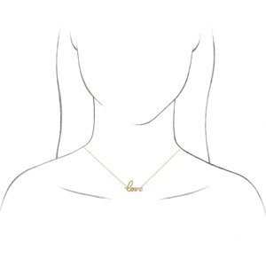 14K Yellow Gold Round G-H I1 1/6 Ctw Natural Diamond Love Necklace, Length: 18 In