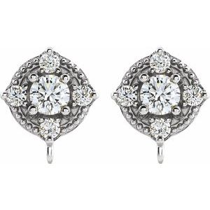 14K White Gold Round 3 Mm 1/6 Ctw Natural Diamond Earring Top