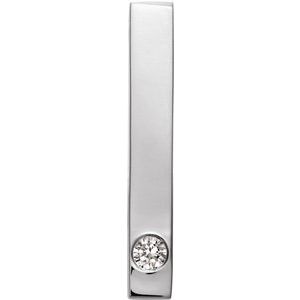 14K White Gold Round 2.5Mm G-H I1 .06 Ct Natural Diamond Engravable Family Bar Pendant