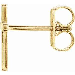 14K Yellow Gold 10 X 7 Mm Each Friction Back Polished Cross Earring
