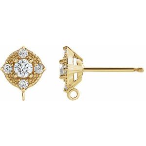 14K Yellow Gold Round 3 Mm 1/6 Ctw Natural Diamond Earring Top