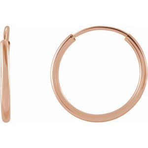14K Rose Gold Pair Endless Flexible Tube Hoop Earrings, Length: 12 Mm, Thickness: 1 Mm