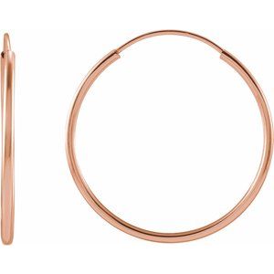 14K Rose Gold Pair Endless Flexible Tube Hoop Earrings, Length: 20 Mm, Thickness: 1 Mm