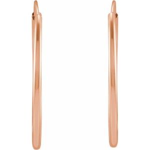 14K Rose Gold Pair Endless Flexible Tube Hoop Earrings, Length: 20 Mm, Thickness: 1 Mm