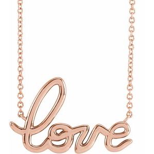 14K Rose Gold 21.76 X 13.8 Mm 18 In Polished Love Necklace