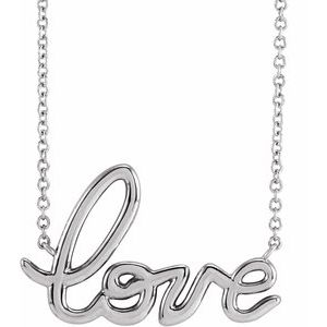14K White Gold 21.76 X 13.8 Mm 18 In Polished Love Necklace