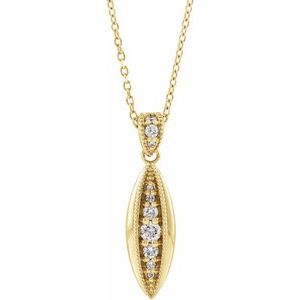 14K Yellow Gold 23.46 X 6.16 Mm 16-18 In Polished 1/6 Ctw Natural Diamond Necklace