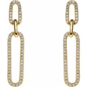 14K Yellow Gold Round .8 Mm 1/3 Ctw Natural Diamond Link Earrings
