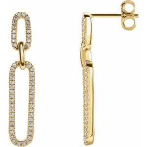 14K Yellow Gold Round .8 Mm 1/3 Ctw Natural Diamond Link Earrings
