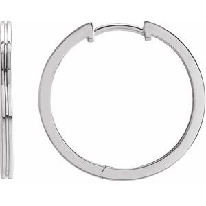 14K White Gold Pair Hoop Earrings, Length: 20 Mm, Thickness: 1.5 Mm