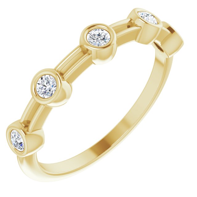 14K Yellow Gold Round 2.25 Mm Polished 1/5 Ctw Natural Diamond Anniversary Band, Size 7