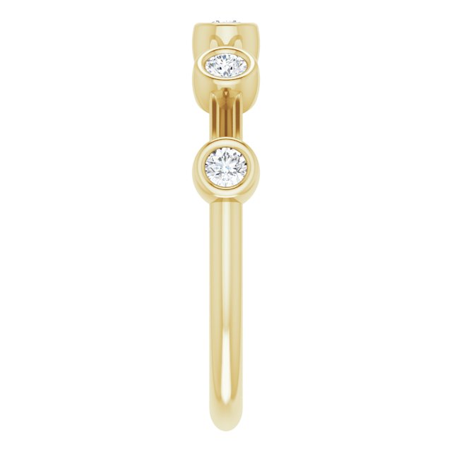 14K Yellow Gold Round 2.25 Mm Polished 1/5 Ctw Natural Diamond Anniversary Band, Size 7