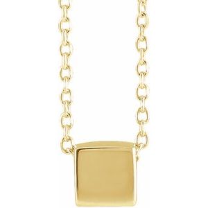 14K Yellow Gold 5 X 5 Mm 18 In Polished Cube Necklace