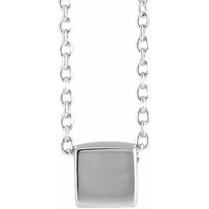 14K White Gold 5 X 5 Mm 16 In Polished Cube Necklace
