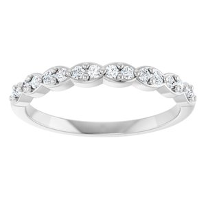 14K White Gold Round 1.5 Mm Polished 1/5 Ctw Natural Diamond Anniversary Band Size 7