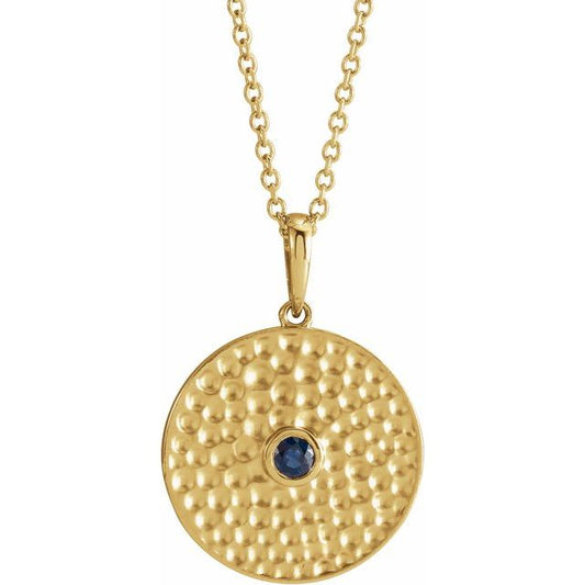 14K Yellow Gold Round 2.5 Mm 16-18 In Polished Natural Blue Sapphire Beaded-Style Disc Necklace