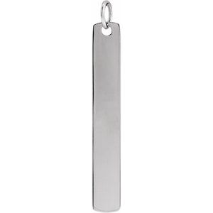 14K White Gold 33 X 4.5 Mm Polished Rounded Retangle Pendant