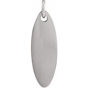 14K White Gold 22.9 X 7 Mm Polished Elongated Oval Pendant