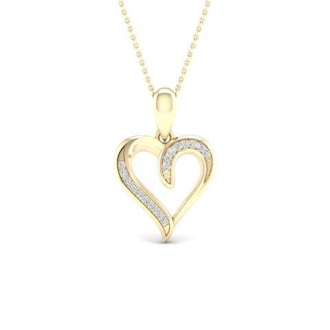 10K Yellow Gold 0.05 Cttw Diamond Heart Charms