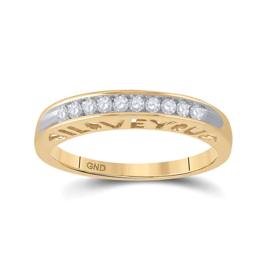 10K Yellow Gold Womens Round Diamond I Love You Band 1/5 Cttw, Womens Size: 5-10