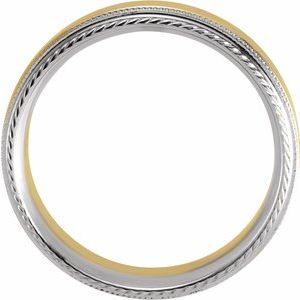 14K White/Yellow/White Gold 6 Mm Polished Design Band Size 5.5