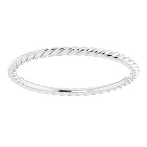 14K Yellow Or White Or Rose Gold Or Sterling Silver Or Platinum Skinny Rope Band