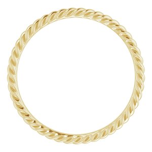 14K Yellow Or White Or Rose Gold Or Sterling Silver Or Platinum 2 mm Skinny Rope Band
