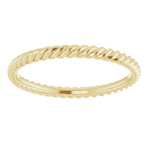 14K Yellow Or White Or Rose Gold Or Sterling Silver Or Platinum 2 mm Skinny Rope Band