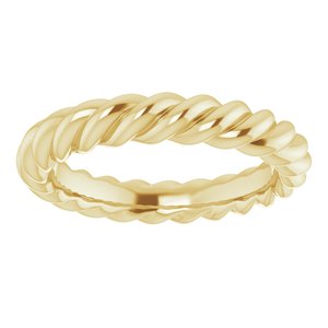 14K Yellow Or White Or Rose Gold Or Sterling Silver Or Platinum Skinny Rope Band