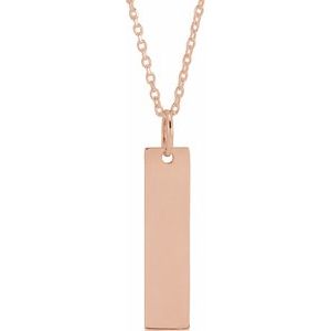18K Rose Gold-Plated Sterling Silver 20x5 mm Engravable Bar 20" Necklace