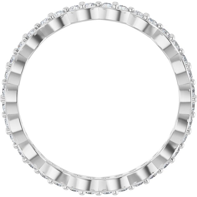 14K White Gold Round 1.5 Mm Si2-Si3, G-H Polished 1/2 Ctw Natural Diamond Eternity Band, Size 7