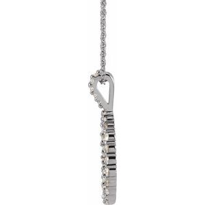 14K White Gold 23.08 X 16.13 Mm 16-18 In Polished 5/8 Ctw Natural Diamond Scatter Necklace