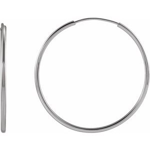 14K White Gold Pair Endless Flexible Tube Hoop Earrings, Length: 25 Mm, Thickness: 1 Mm
