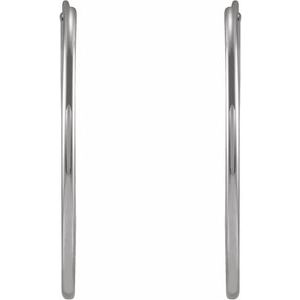 14K White Gold Pair Endless Flexible Tube Hoop Earrings, Length: 25 Mm, Thickness: 1 Mm