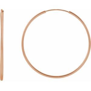 14K Rose Gold Pair Endless Flexible Tube Hoop Earrings, Length: 30 Mm, Thickness: 1 Mm
