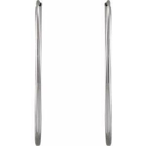14K White Gold Pair Endless Flexible Tube Hoop Earrings, Length: 30 Mm, Thickness: 1 Mm