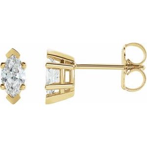 14K Yellow Gold Marquise 6 X 3 Mm 1/2 Ctw Lab-Grown Diamond V-End Earrings