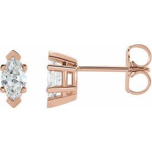 14K White Gold Marquise 5 X 3 Mm 3/8 Ctw Lab-Grown Diamond V-End Earrings