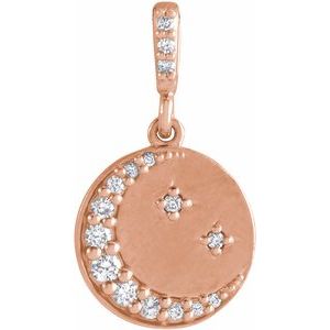 14K Rose Gold 18.2 X 10 Mm Polished 1/10 Ctw Natural Diamond Crescent Moon Pendant