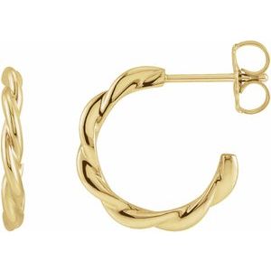 14K Yellow Gold Twisted Hoop Earrings