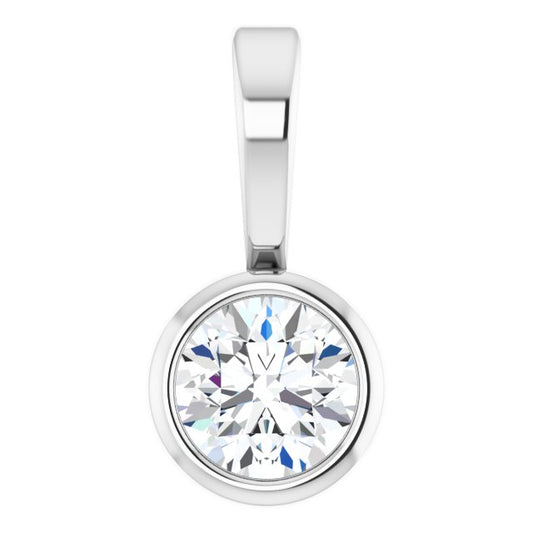 Platinum Round  2.5Mm Si2-Si3, G-H Polished .06 Ct Natural Diamond Solitaire Bezel-Set Pendant