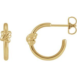 14K Yellow Gold Knot Hoop Earrings