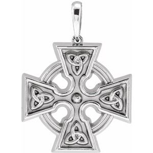 14K White Gold 24.51 X 18 Mm Polished Celtic-Inspired Cross Pendant