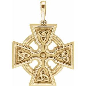 14K Yellow Gold 24.51 X 18 Mm Polished Celtic-Inspired Cross Pendant