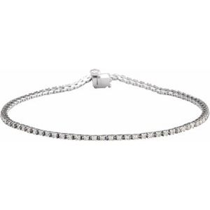 14K White Gold Round 1.4Mm G-H I1 Natural Diamond Line Bracelet, Length: 7.25 In