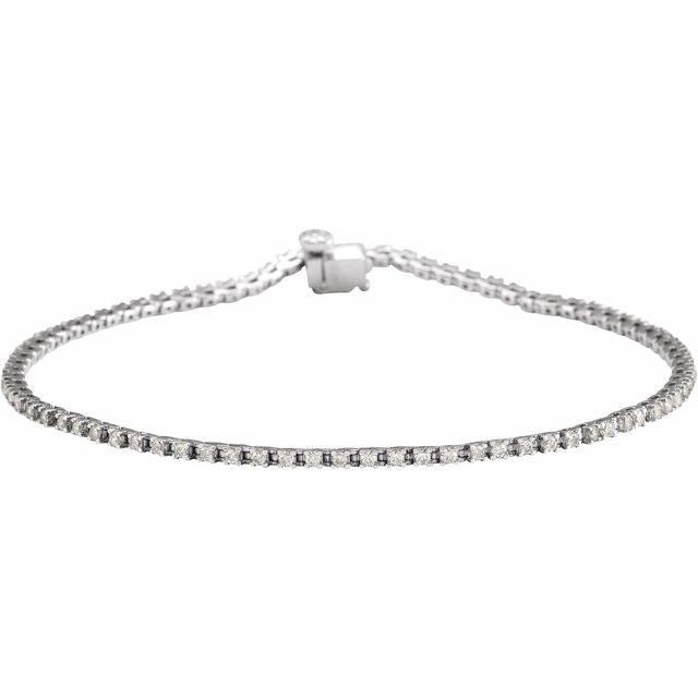 14K Yellow Or White Or Rose Gold Round Si, G-H Polished Lab-Grown Diamond Line 7 1/4 In Bracelet