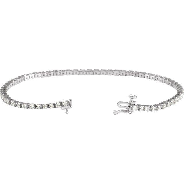 14K Yellow Or White Or Rose Gold Round I1, G-H Polished Natural Diamond Line 7 1/4 In Bracelet