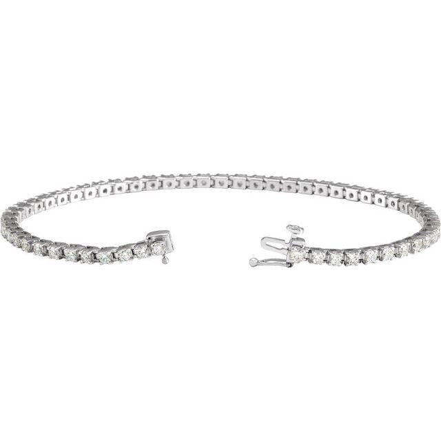 14K Yellow Or White Or Rose Gold Round Si, G-H Polished Lab-Grown Diamond Line 7 1/4 In Bracelet