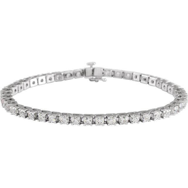14K Yellow Or White Or Rose Gold Round Si, G-H Polished Lab-Grown Diamond Line 7 1/4 In Bracelet